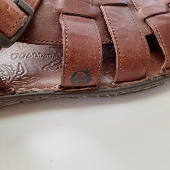 Born Mens Fisherman Sandals Genuine Leather Brown Slip On Shoes Mens 9 Beach - Picture 9 of 12